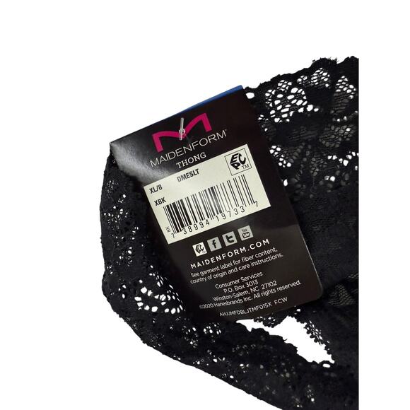 Maidenform Sexy Must Have Sheer Lace Thong Underwear Dmeslt Black XL / 8 - Picture 4 of 5
